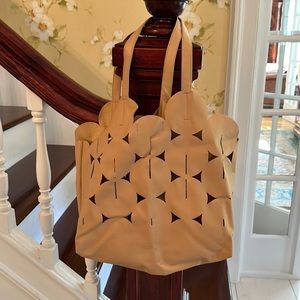 Lee Coren vegan leather tote bag, cream